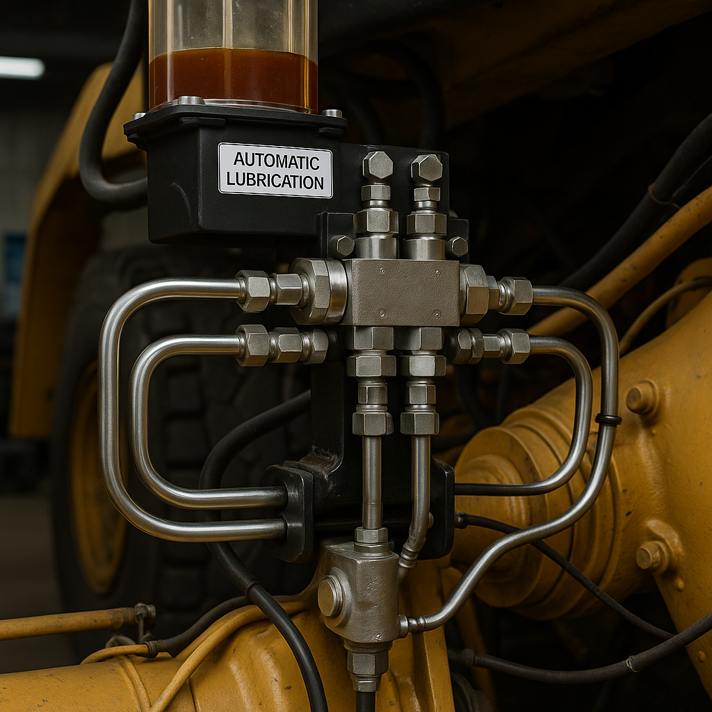 Sistema de lubricación de línea doble en faena minera para camiones pesados
