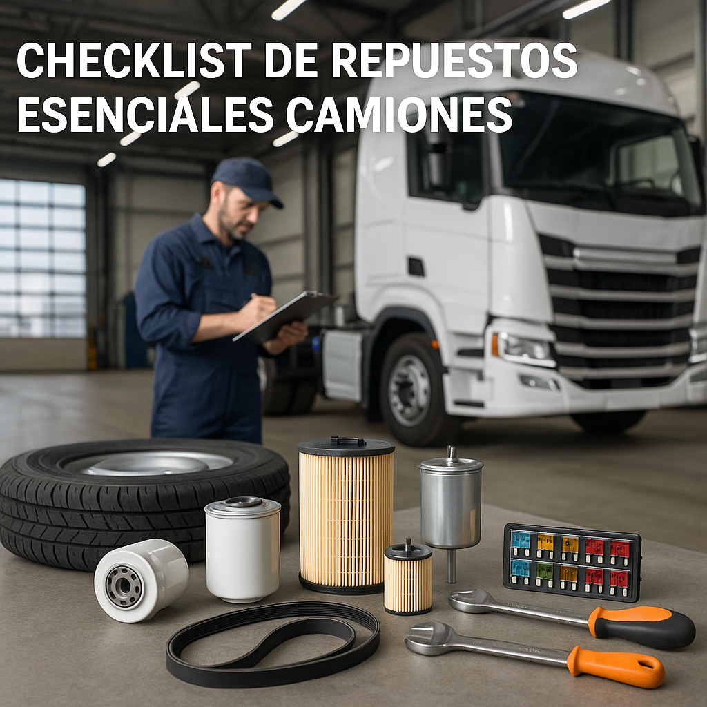 Checklist de repuestos esenciales camiones - Triaustralis Checklist de repuestos esenciales para camiones en ruta con filtros, correas y neumático de repuesto